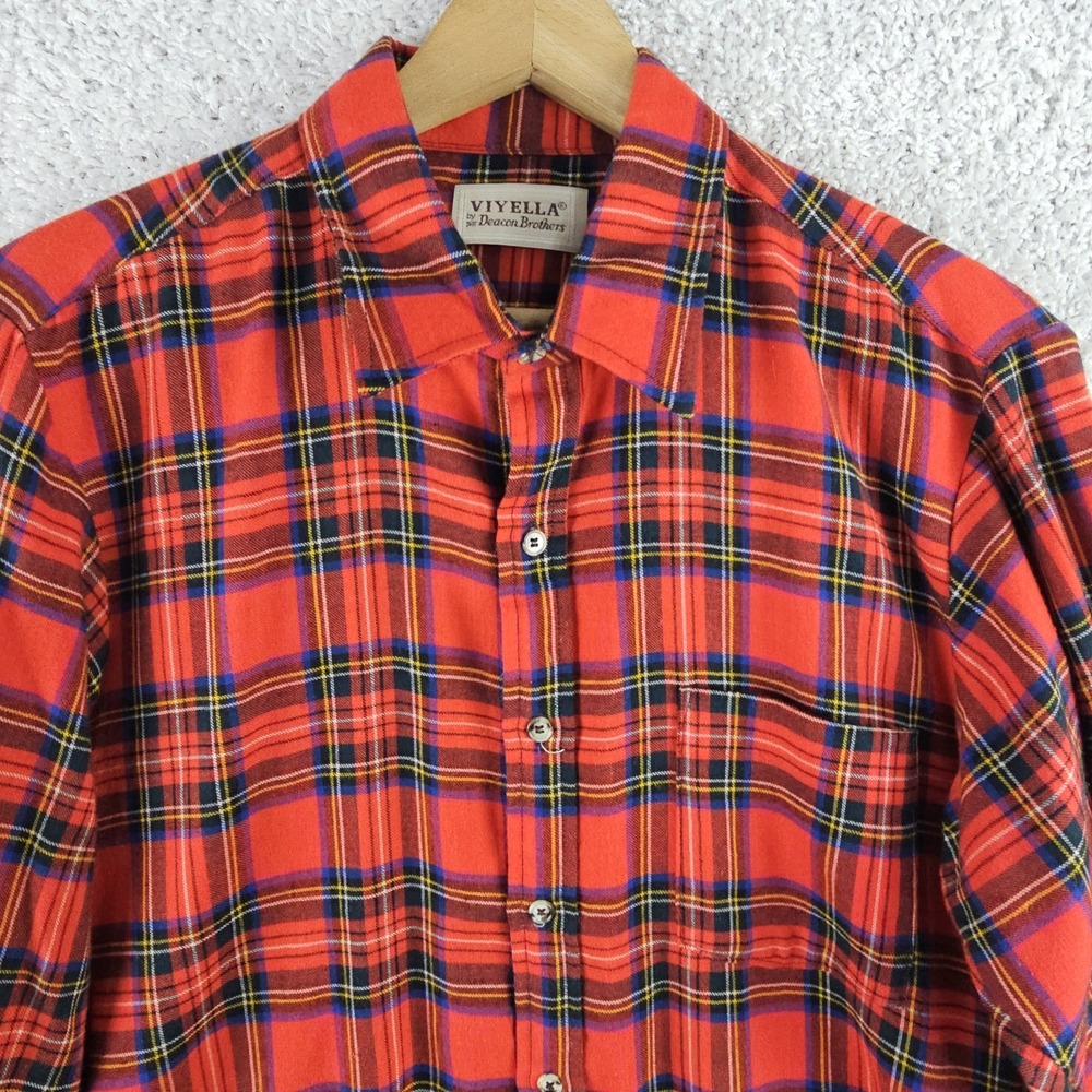 Vintage Viyella Wool Cotton Red Flannel Shirt‎ Deacon Brothers Sz Large Canada